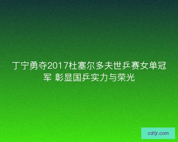 丁宁勇夺2017杜塞尔多夫世乒赛女单冠军 彰显国乒实力与荣光
