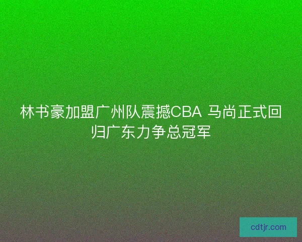 林书豪加盟广州队震撼CBA 马尚正式回归广东力争总冠军