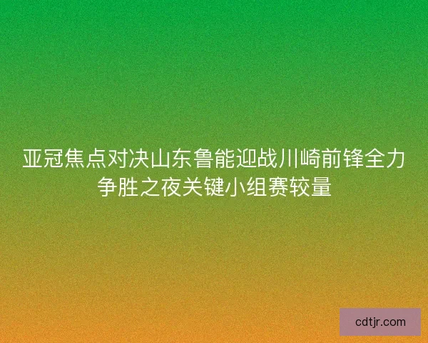 亚冠焦点对决山东鲁能迎战川崎前锋全力争胜之夜关键小组赛较量